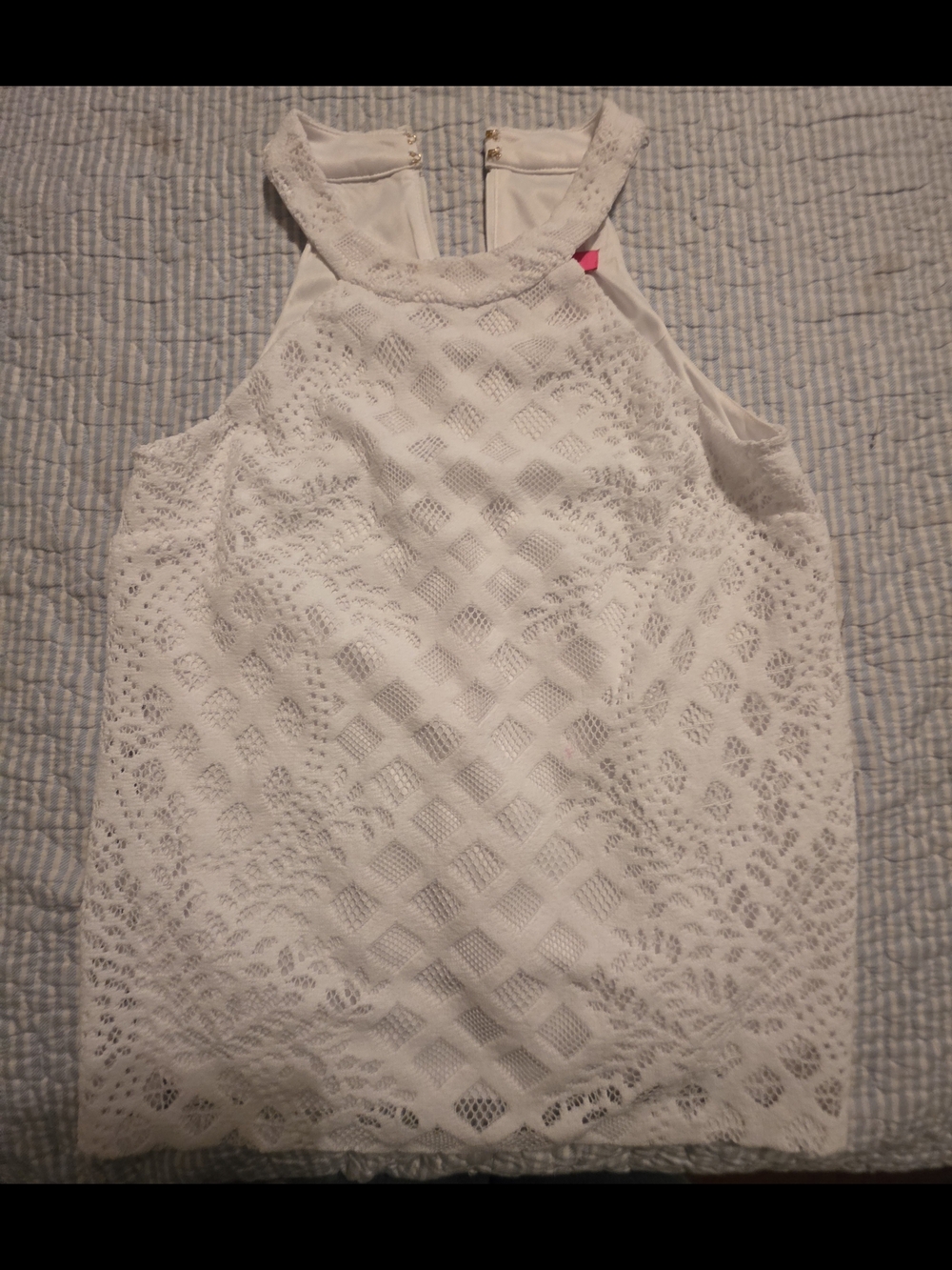 Lily Pulitzer White Lace High-Neck Tank Top